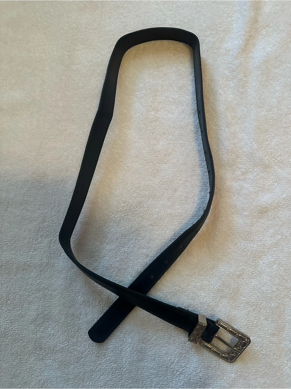 Black Belt with Intricate Engraved Buckle